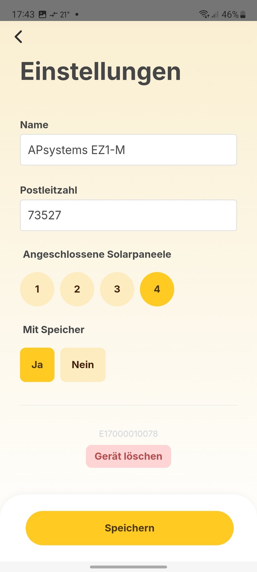 Solakon-App zur Einrichtung des APsystems-Wechselrichter EZ1-M