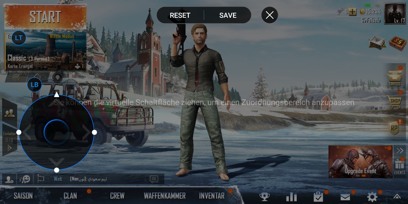Das Mapping des Controllers läuft direkt im Spiel. Einige Bereiche, etwa die Steuerung hier bei PUBG Mobile, sind bereits vorab definiert. 