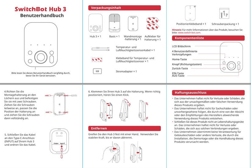 Switchbot Hub 3: Bedienungsanleitung