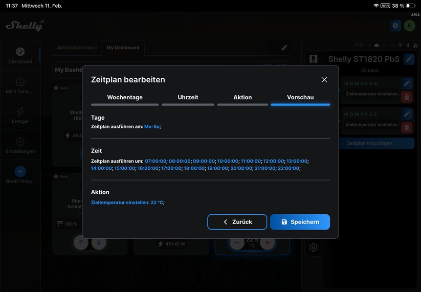Shelly Linkedgo ST1820: Konfiguration mit Shelly-App