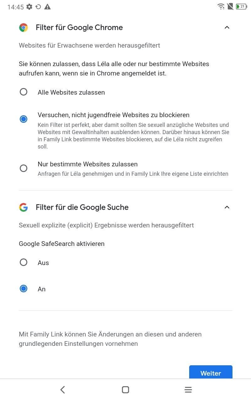 Family Link Einrichtung