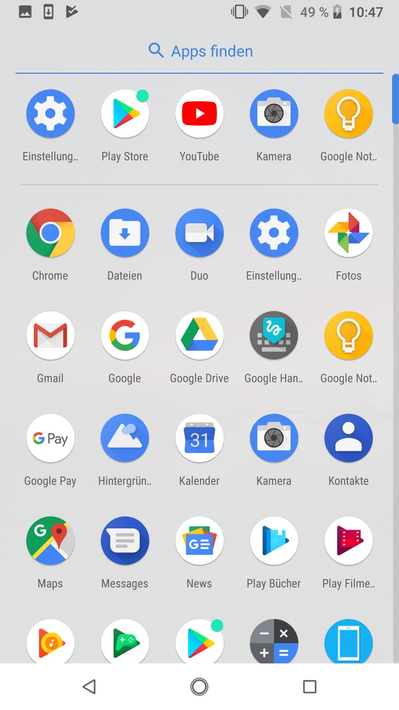 Hauptmenü (App-Drawer)