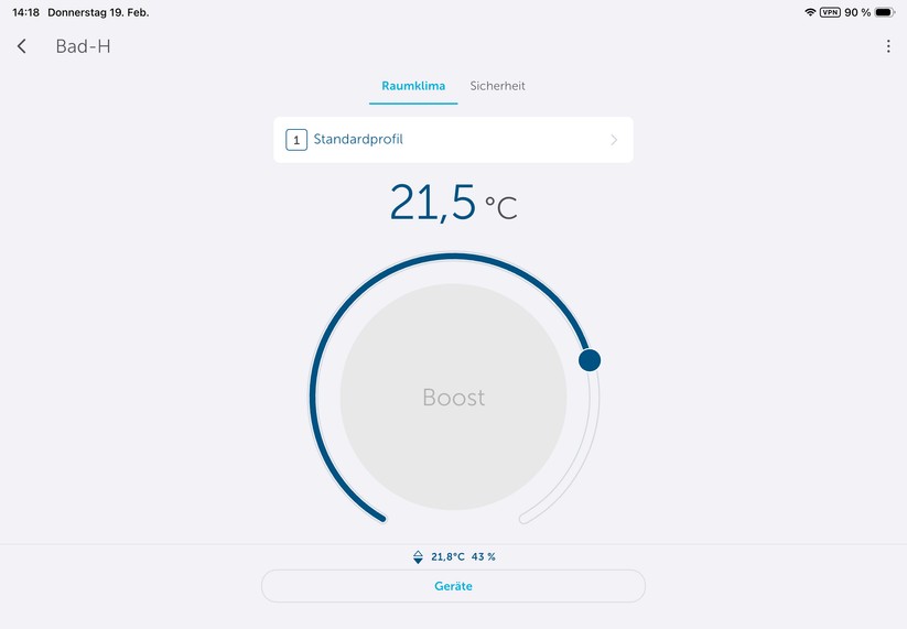Die App von Homematic IP ist auch für Tablets optimiert. Damit lässt sich das Thermostat übersichtlicher bedienen als auf einem Smartphone.