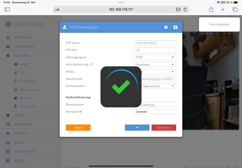 Instar IN-8401: Zugriff über Browser mit moderner und übersichtlicher Web-UI