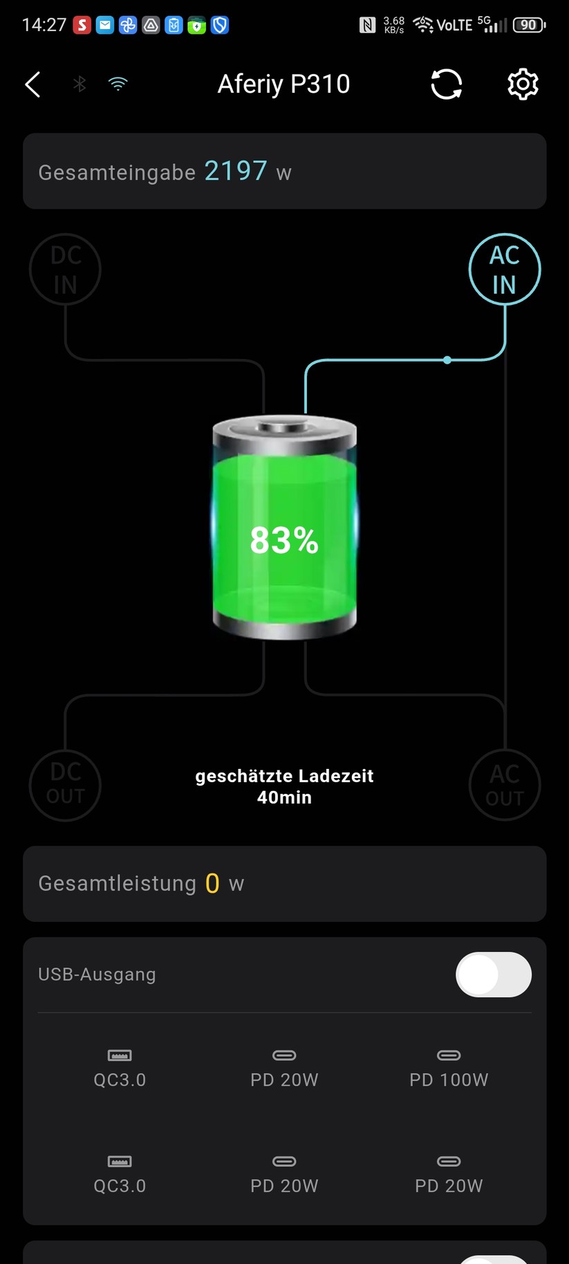 Mit der App Bright EMS lässt sich die leistungsfähige Aferiy-Powerstation P310 bedienen. Historische Daten zu Lade- und Entladevorgängen bietet sie allerdings nicht. Zudem sind einige Übersetzungen fehlerhaft.