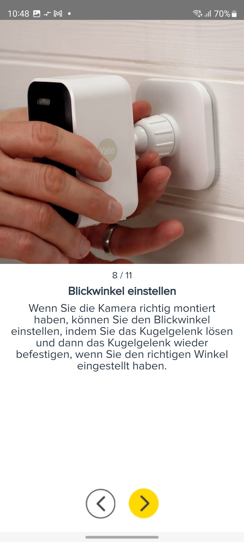 Yale Smart Outdoor Camera: Montageanleitung in der App