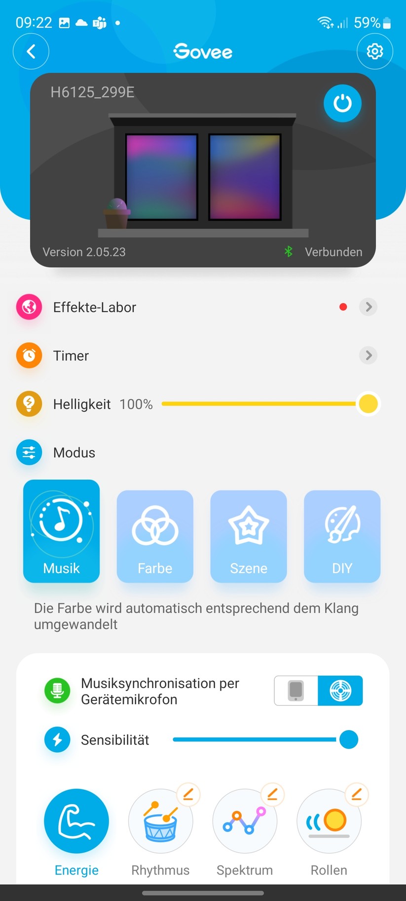 Govee RGBIC-LED-Streifen: App