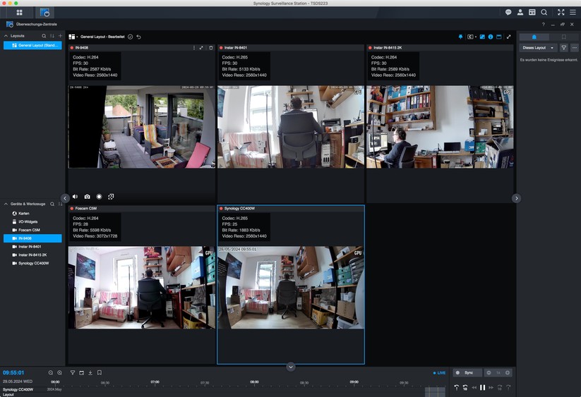 Onvif-Überwachungskameras lassen sich in der Regel auch über Synology Surveillance Station steuern. Daten bleiben dabei lokal. Eine Cloud ist nicht nötig.