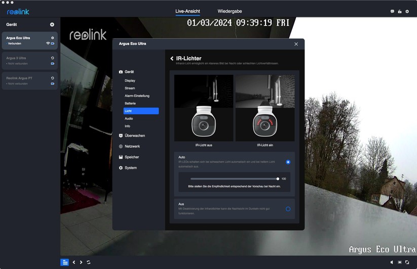 Reolink Argus Eco Ultra: Einstellungen mit Desktop-App