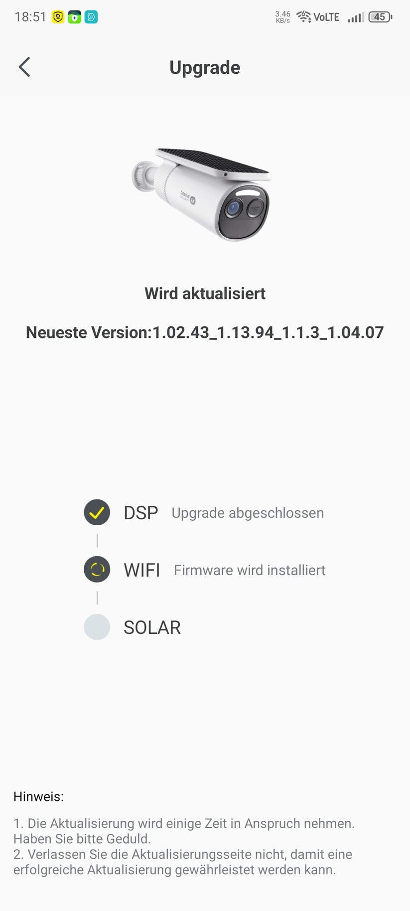 Die Inbetriebnahme der Überwachungskamera erfolgt mit der App Baseus Security