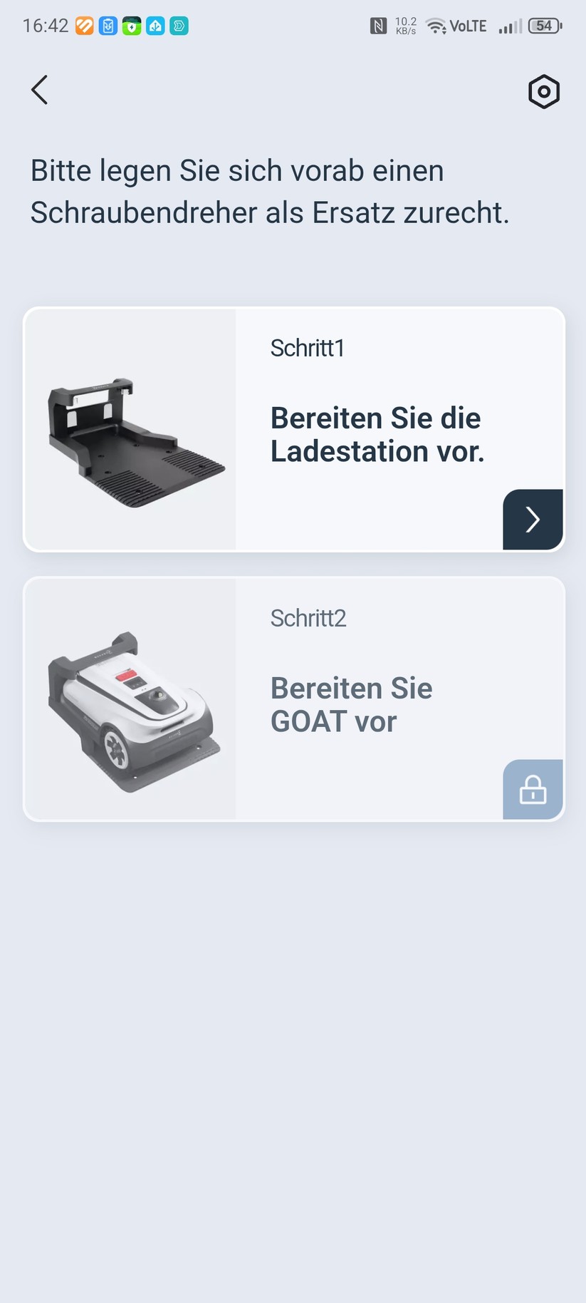 Die App bietet eine detaillierte Montageanleitung, sodass man das Handbuch dafür nicht benötigt.