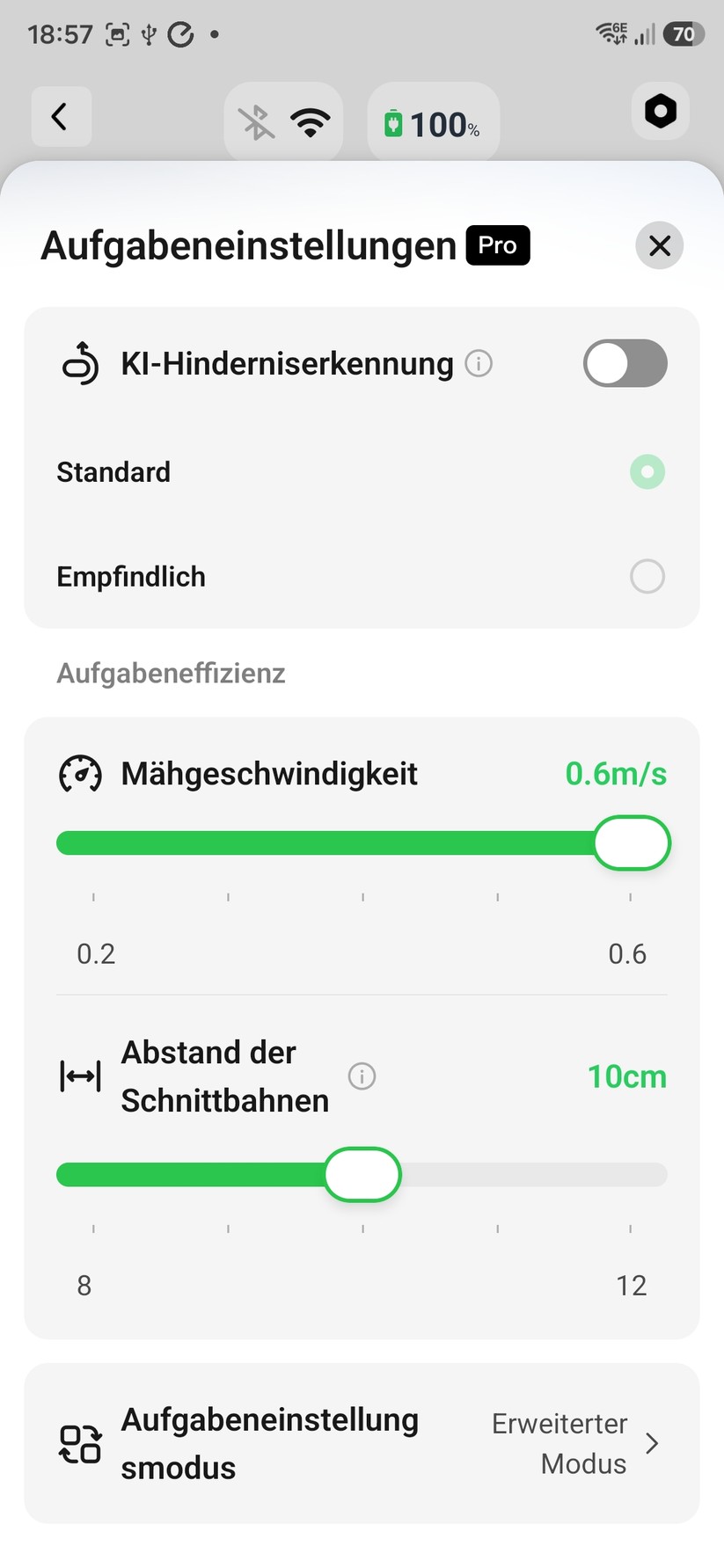 Mammotion Luba Mini 2 AWD 1500: Die Mammotion-App bietet sehr viele nützliche Einstellungsmöglichkeiten.