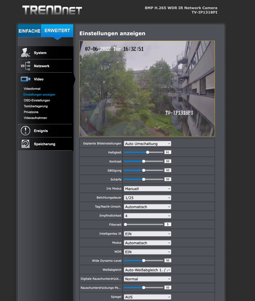Trendnet TV-IP1318PI: Konfiguration über Browser