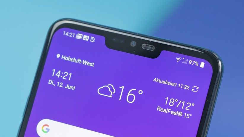 Der Bildschirm des LG G7 Thinq besitzt eine Kerbe.
