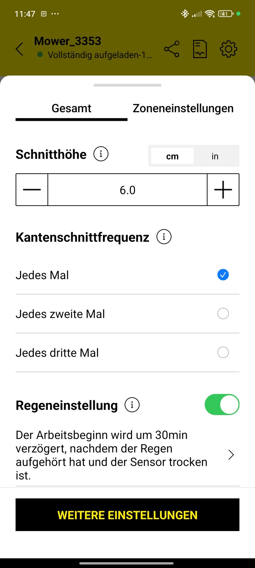 Mit der Kärcher-App Outdoor-Robots wird der RCX 6 in Betrieb genommen und gesteuert.