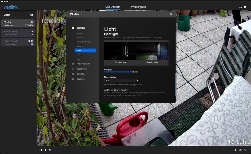 Reolink Argus PT Ultra: Einstellungen mit Desktop-App