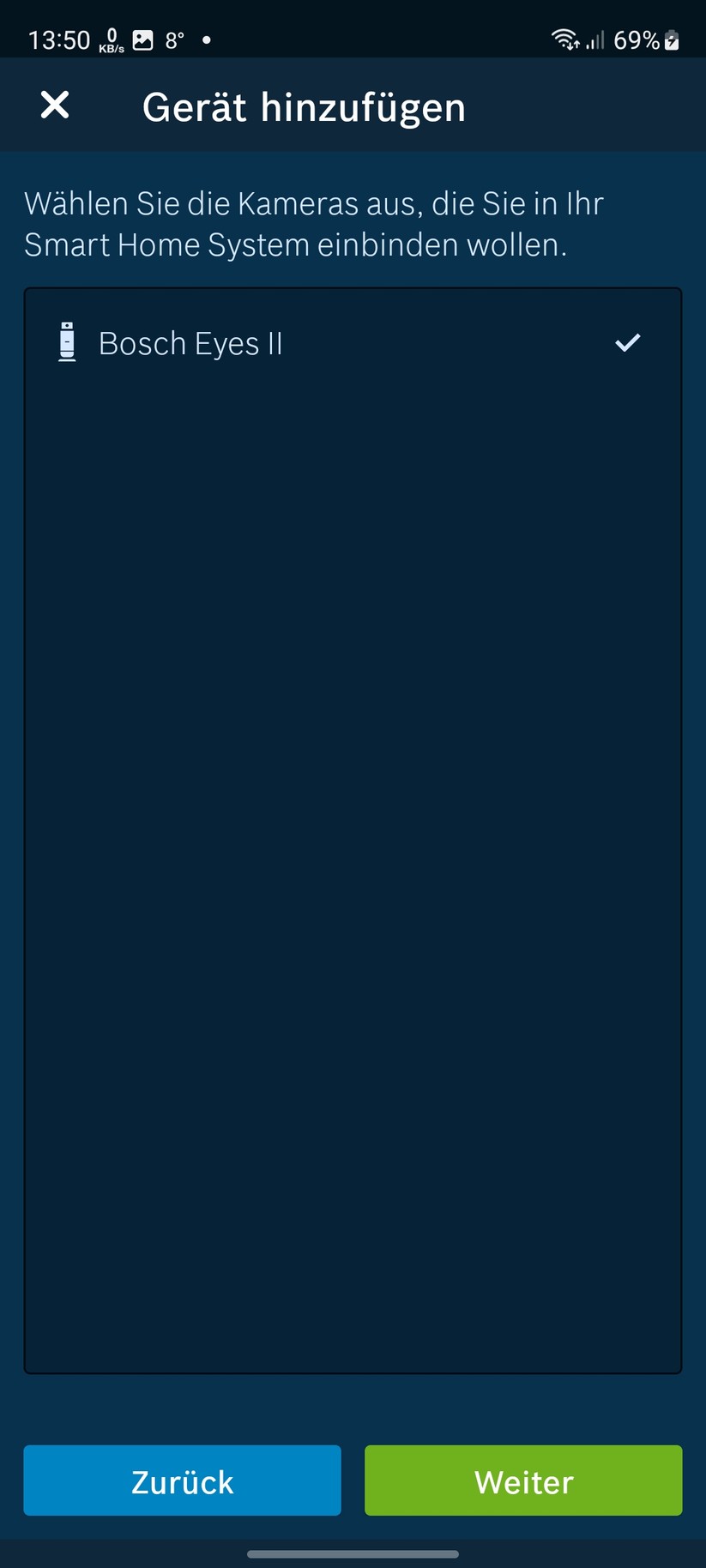 Bosch Eyes Innenkamera II: App, Einrichtung