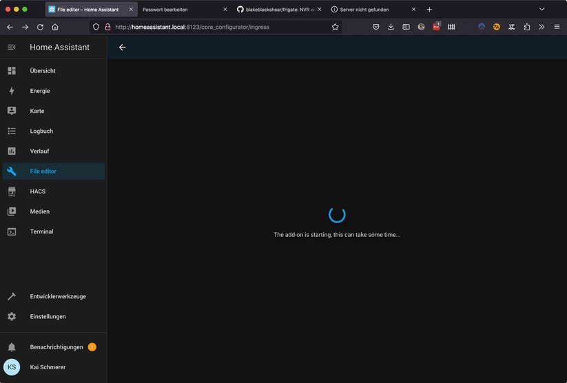 Home Assistant: File Editor installieren