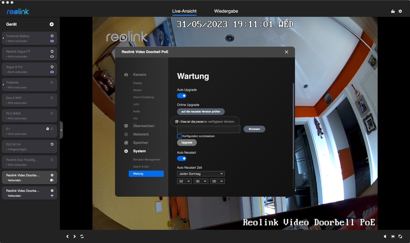 Reolink Video Doorbell WiFi/PoE: Desktop-App