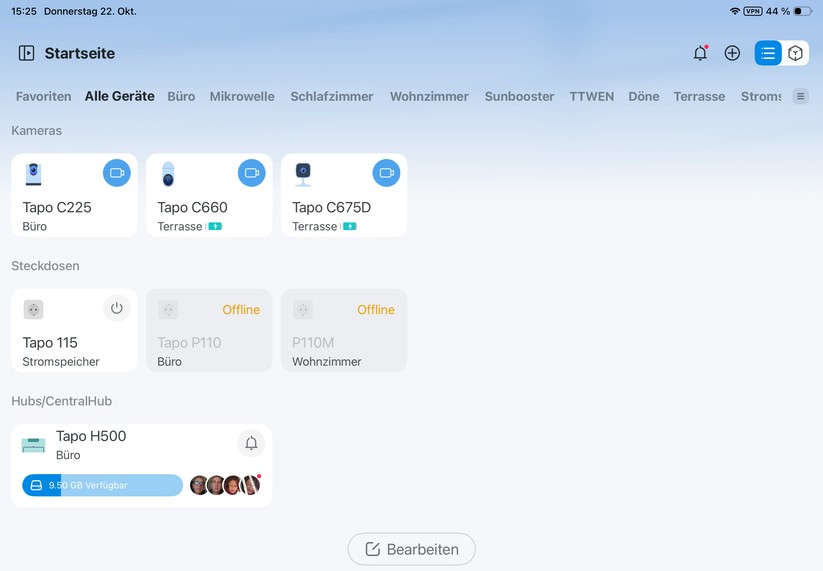 Die Tapo-App ist auch für Tablets optimiert. Sie reagiert zügig und stellt den Kamerastream nahezu verzögerungsfrei dar.
