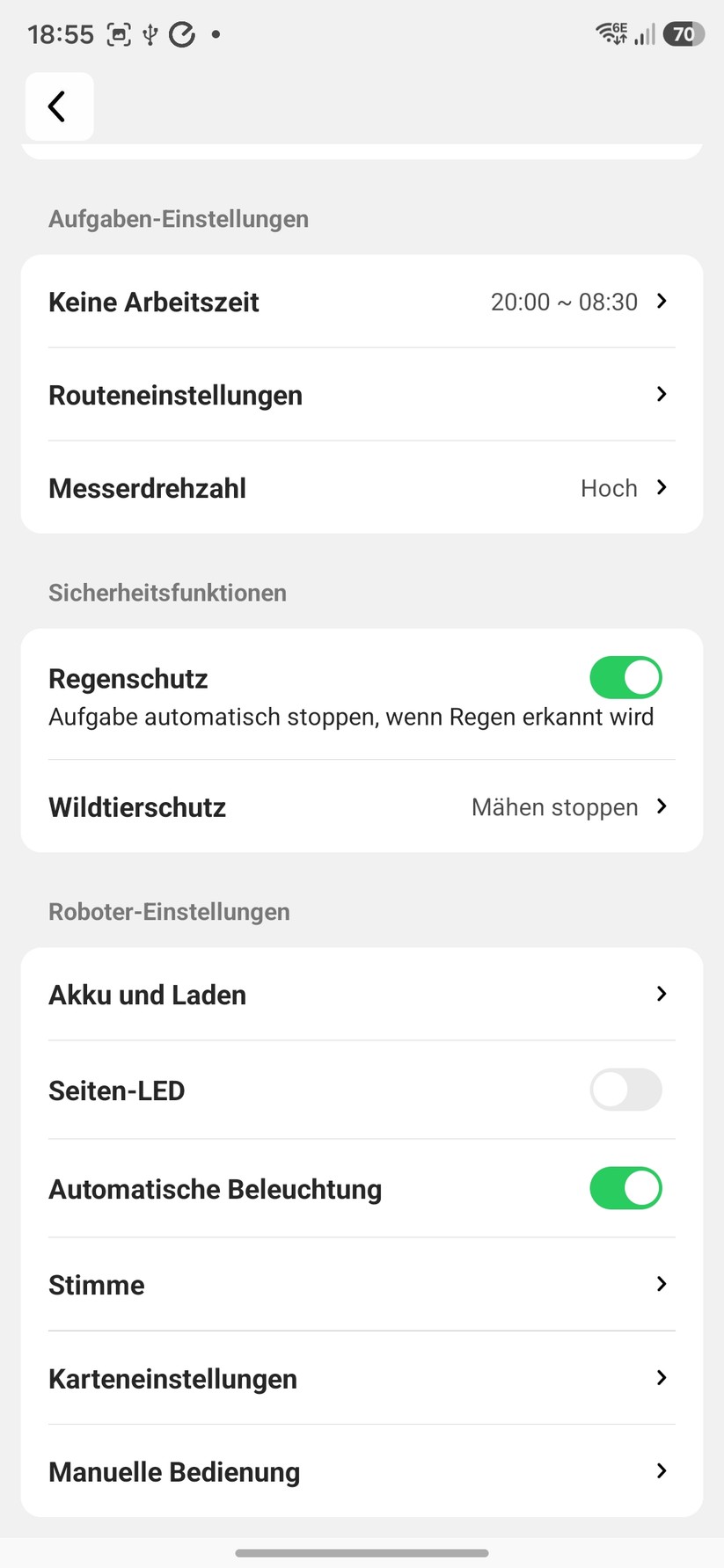 Mammotion Luba Mini 2 AWD 1500: Die Mammotion-App bietet sehr viele nützliche Einstellungsmöglichkeiten.