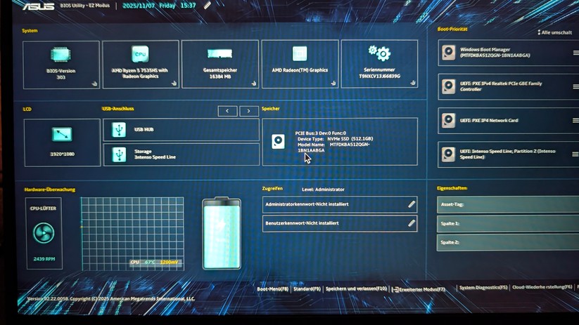 Asus Expert Book PM1: BIOS