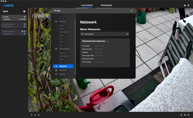 Reolink Argus PT Ultra: Einstellungen mit Desktop-App