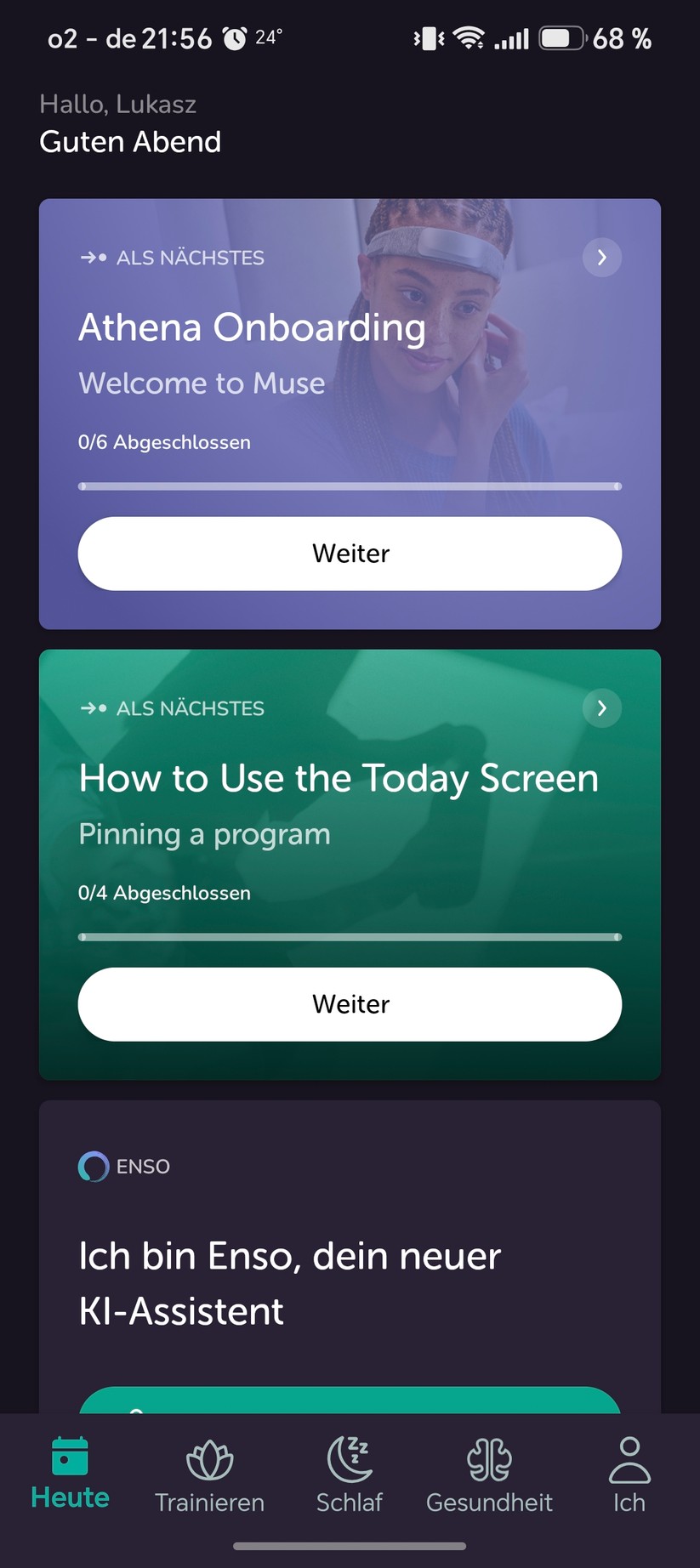 Muse S Athena: Home-Screen