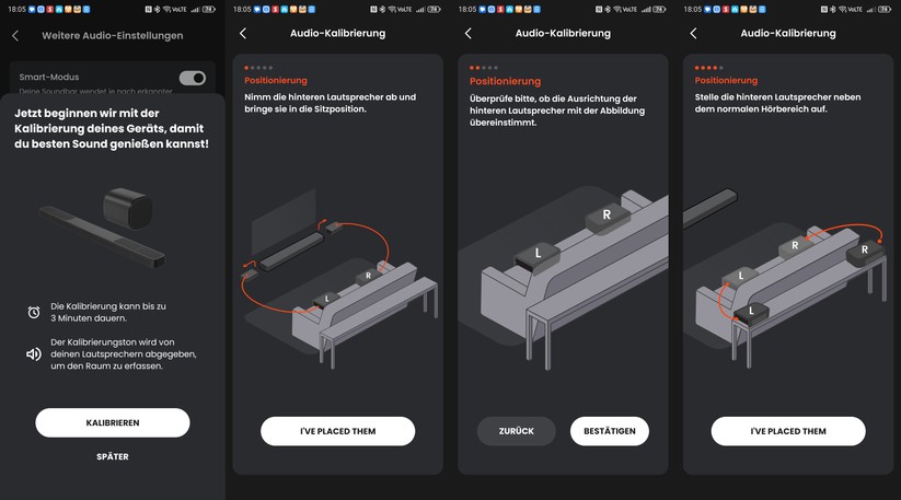 Mit der App JBL One lässt sich die Bar 1300MK2 bequem einrichten und konfigurieren. Trotz der vielen Funktionen ist die App übersichtlich und intuitiv bedienbar.