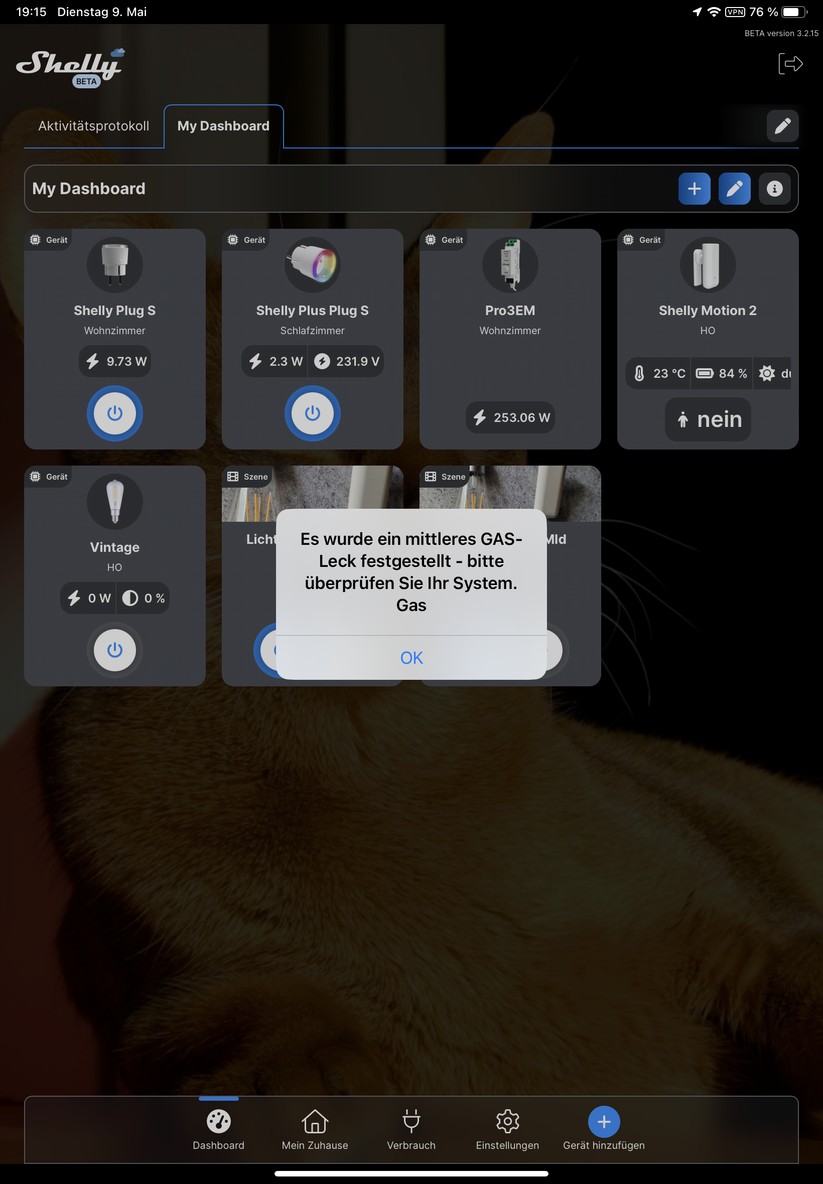 Shelly: Alarm in der Shelly-App