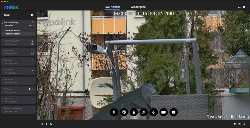 Reolink Trackmix Akku: App-Oberfläche und Beispiel-Bilder