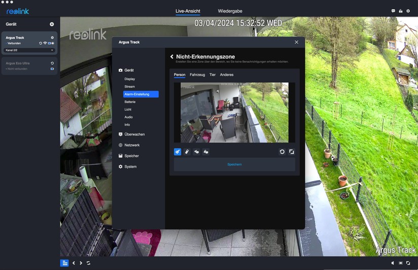 Reolink Argus Track: Konfiguration mit Desktop-App