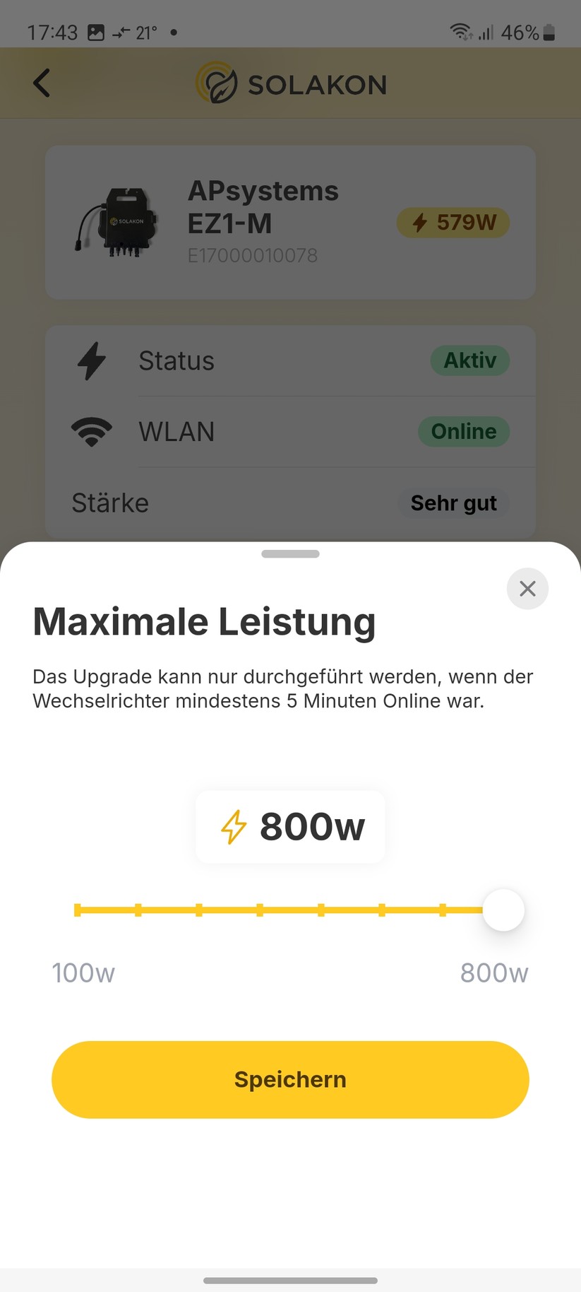 Solakon-App zur Einrichtung des APsystems-Wechselrichter EZ1-M