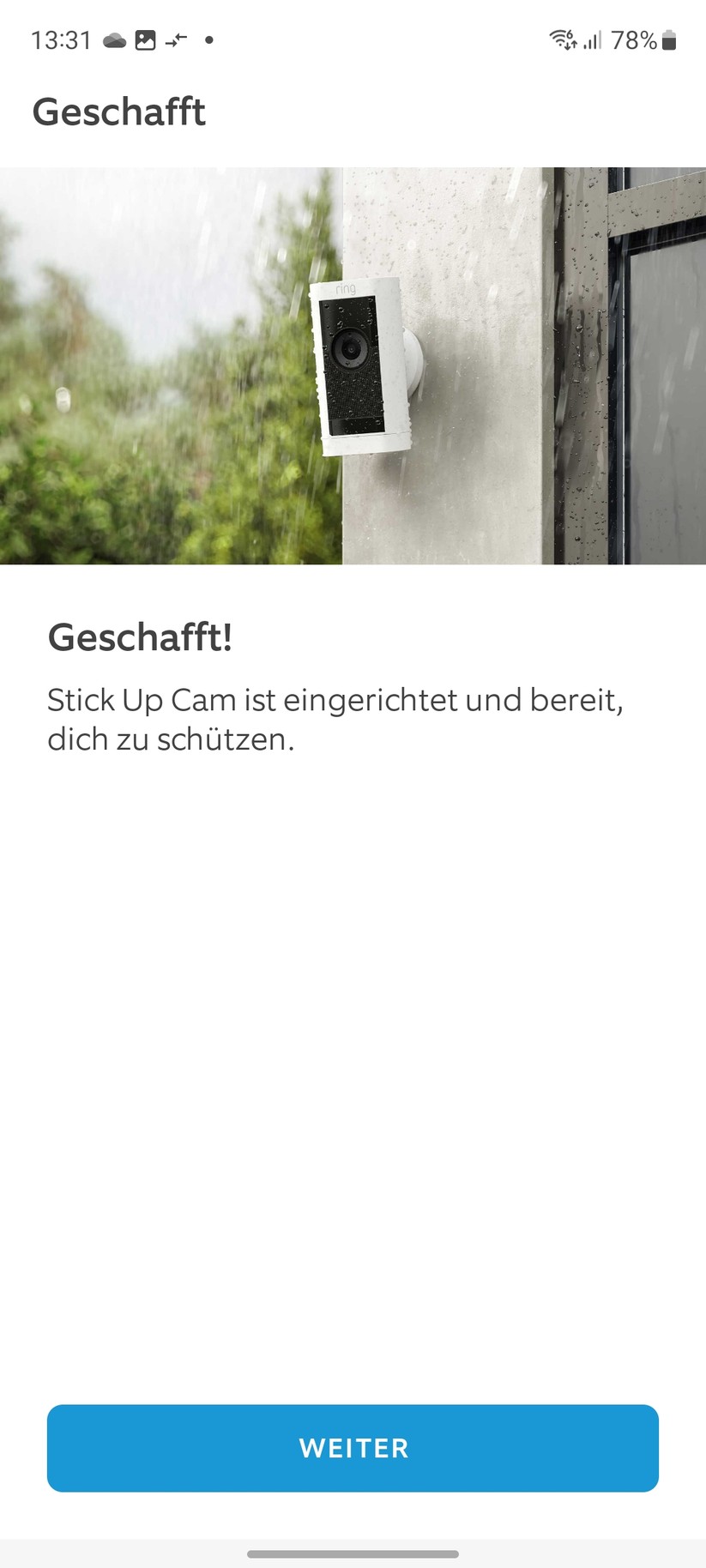Ring Stick Up Cam Pro Akku: Die Einrichtung ist einfach und bietet viele Erläuterungen zur Kamera. Vorbildlich.