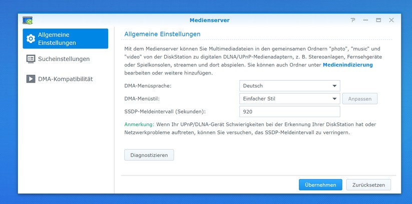 Der Mediaserver kümmert sich darum, dass Inhalte im Netzwerk bereitstehen. 