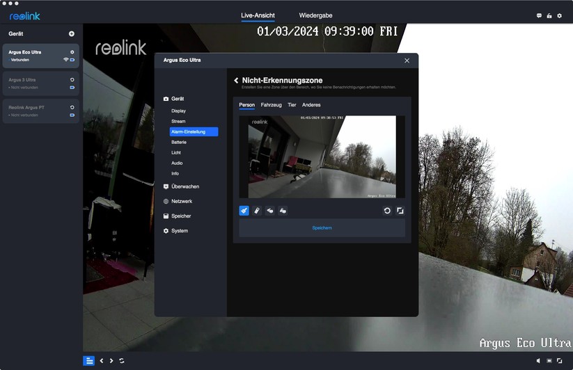 Reolink Argus Eco Ultra: Einstellungen mit Desktop-App