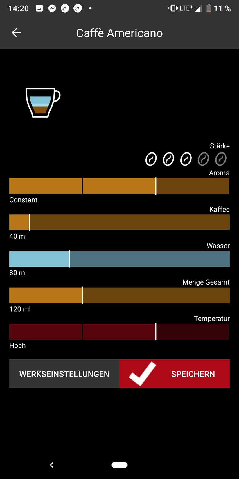 Über die Nivona App lassen sich Getränke einfach anpassen. 