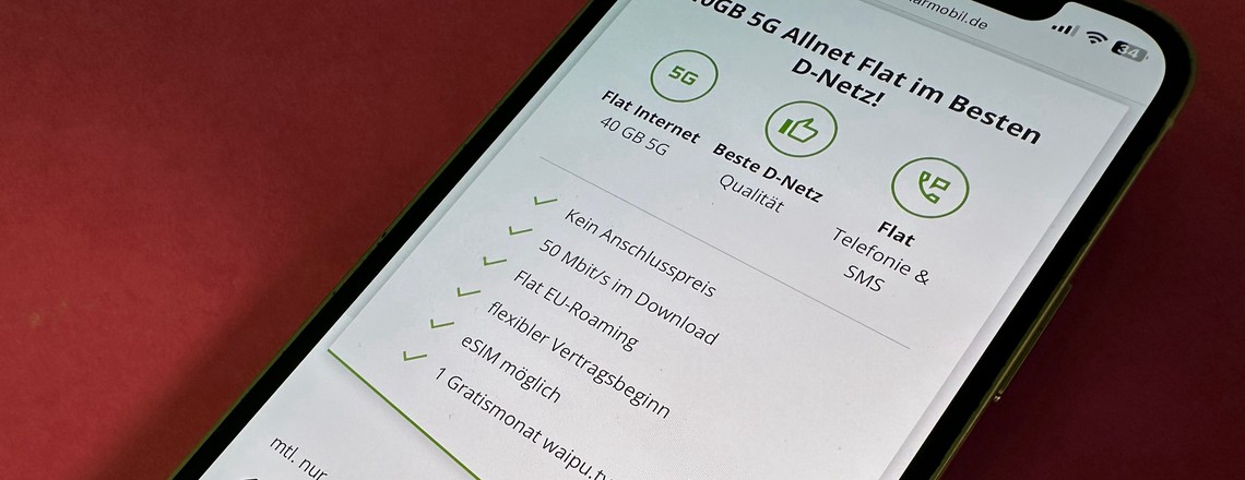 Der beste Tarif 2024: 40 GB im 5G-Netz der Telekom für 14,99 Euro pro Monat
