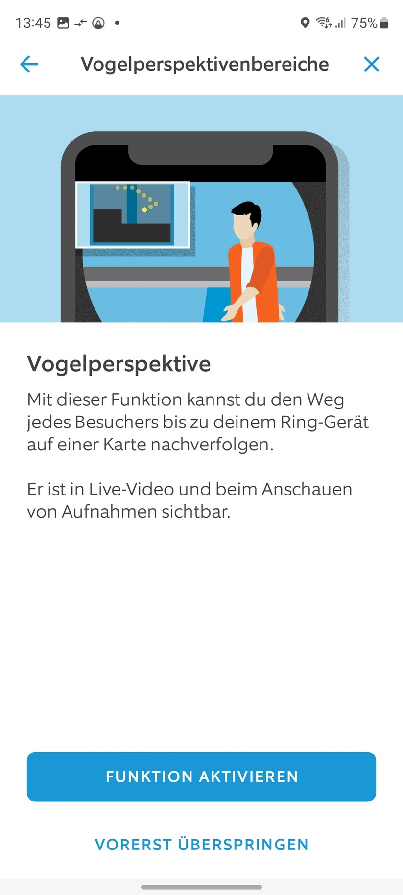 Ring Stick Up Cam Pro Akku: Die Einrichtung ist einfach und bietet viele Erläuterungen zur Kamera. Vorbildlich.