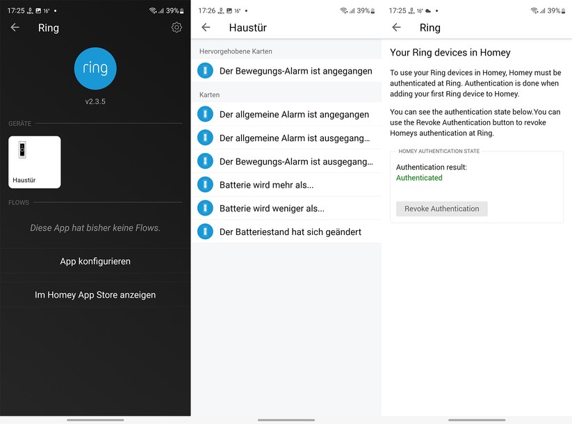 Ring Video Doorbell 4: Dank einer Community-App können Anwender Ring-Kameras in Homey Pro integrieren.