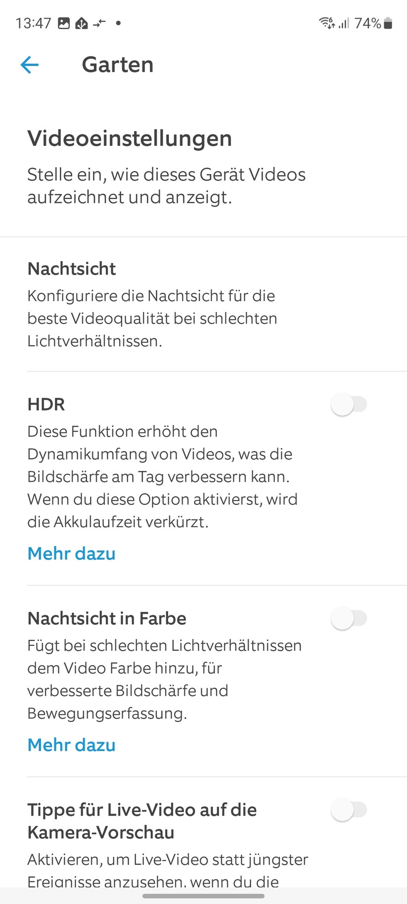 Ring Stick Up Cam Pro Akku: Die Kamera bietet viele Funktionen und Konfigurationsmöglichkeiten.