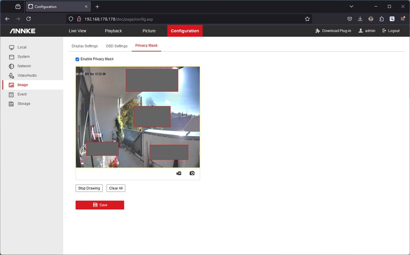 Annke NC500: Zugriff mit Browser unter Windows. Unter macOS und Linux steht der Livestream beim Zugriff mit einem Browser nicht zur Verfügung.