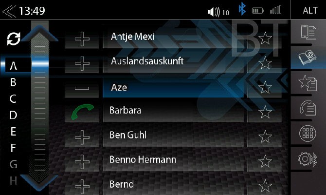 Zugriff auf das Telefonbuch des Smartphones.