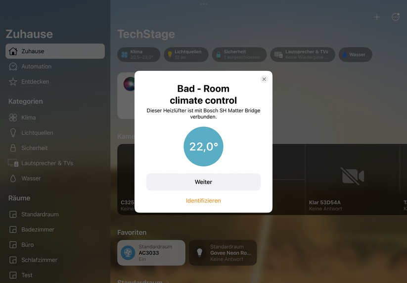 Das Bosch Heizkörper-Thermsotat II +M kann man auch mit Apple Home steuern, wenn man es mit dem Bosch Smart Home Controller II betreibt. Dieser fungiert dabei als Matter-Bridge und kann somit unter Apple Home integriert werden.