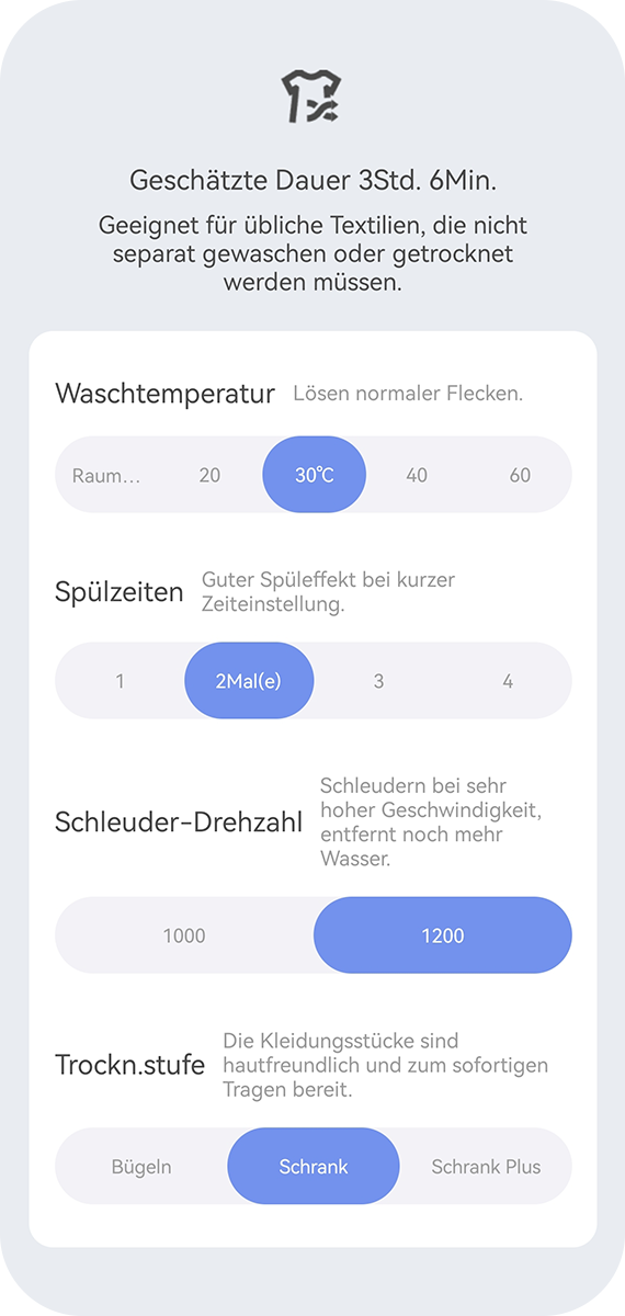 Über die App lassen sich die Waschprogramme individuell anpassen.