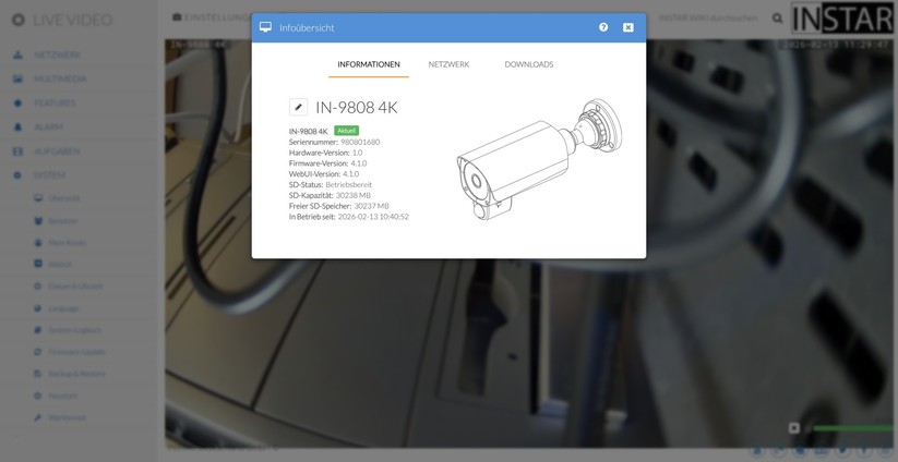 Die Konfiguration der IN-9808 4K erfolgt wahlweise über die App Instar Vision oder die Weboberfläche. Während sich grundlegende Funktionen bequem per App einrichten lassen, stehen erweiterte Optionen wie Onvif und MQTT nur über das Webinterface zur Verfügung.