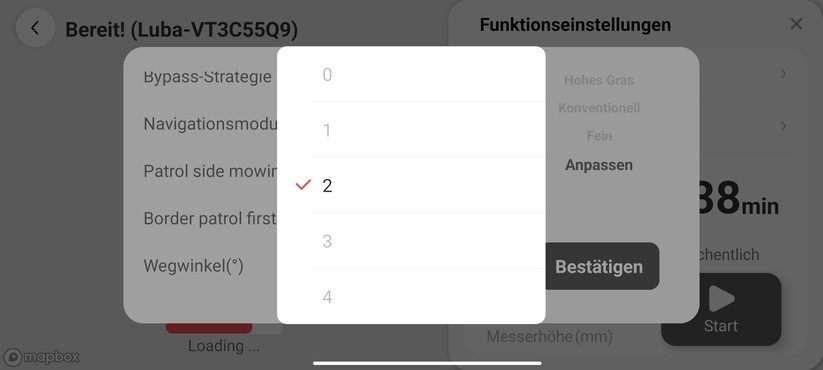 App des Mammotion Luba AWD 3000