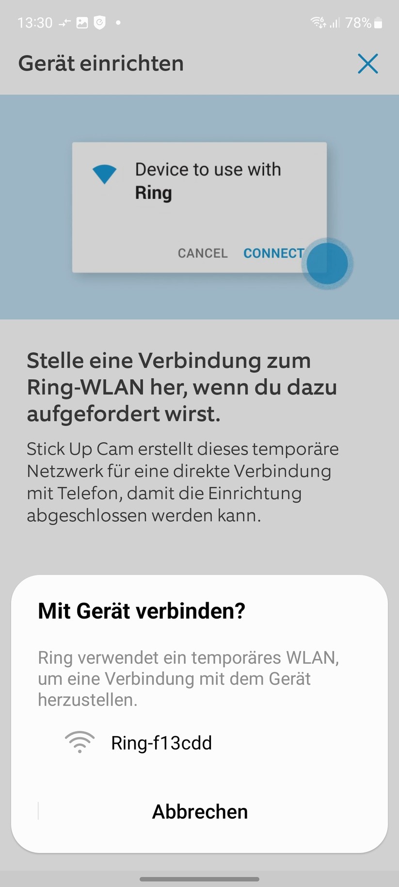 Ring Stick Up Cam Pro Akku: Die Einrichtung ist einfach und bietet viele Erläuterungen zur Kamera. Vorbildlich.
