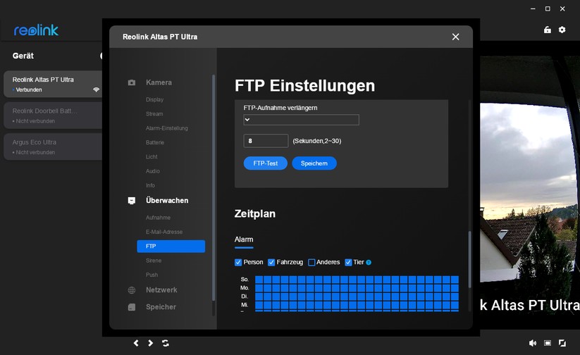 Desktop-Anwendung für Reolink Altas PT Ultra: PTZ-Überwachungskamera mit 4K, Wi-Fi 6, Akku, farbiger Nachtsicht und kontinuierlicher Aufnahme