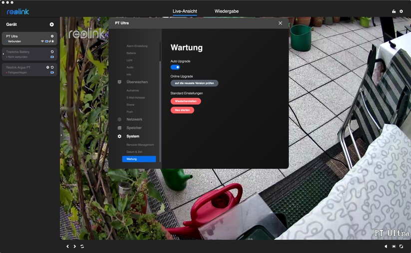 Reolink Argus PT Ultra: Einstellungen mit Desktop-App